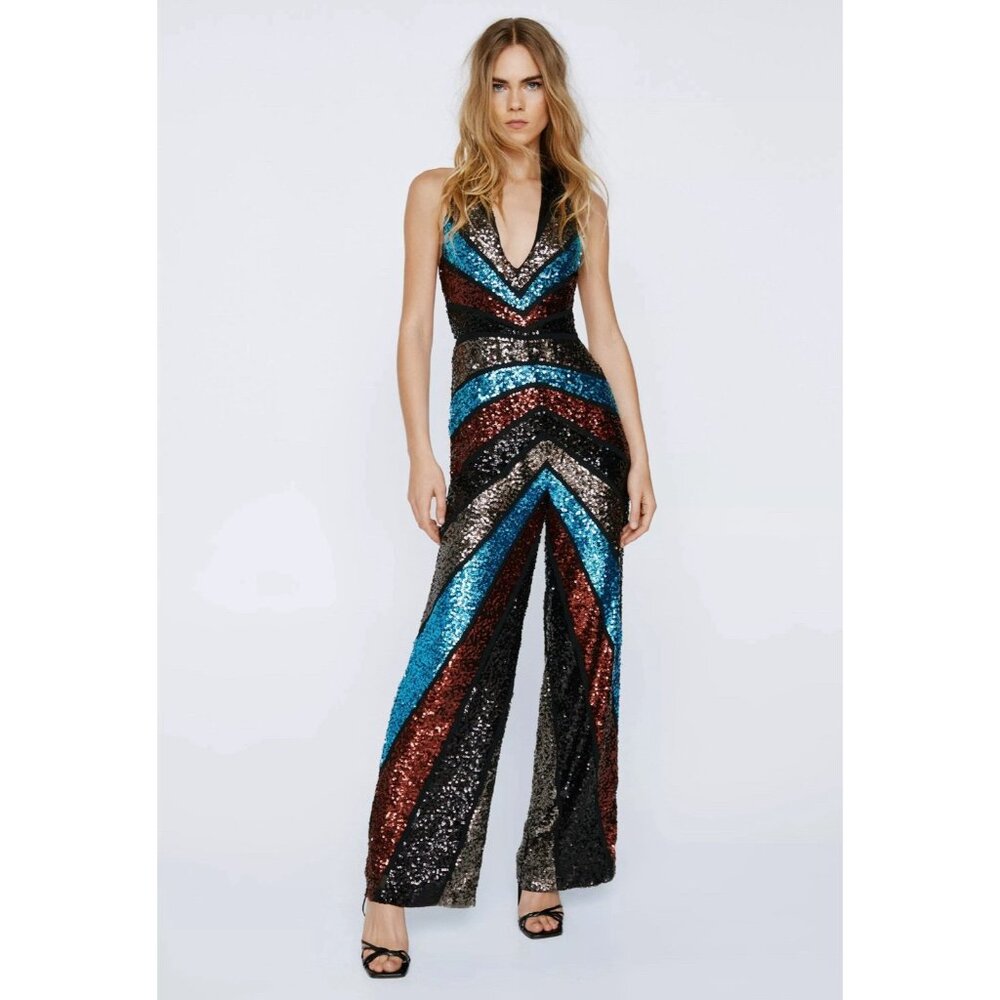 Nasty Gal Multicolor Sequin Jumpsuit